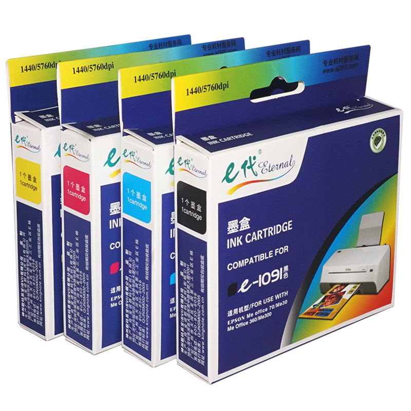 e代经典 T1091 四色套装  打印量 500页*4 适用爱普生EPSON;ME30;ME300;ME office70;ME office80W 墨盒 (计价单位：盒) 四色
