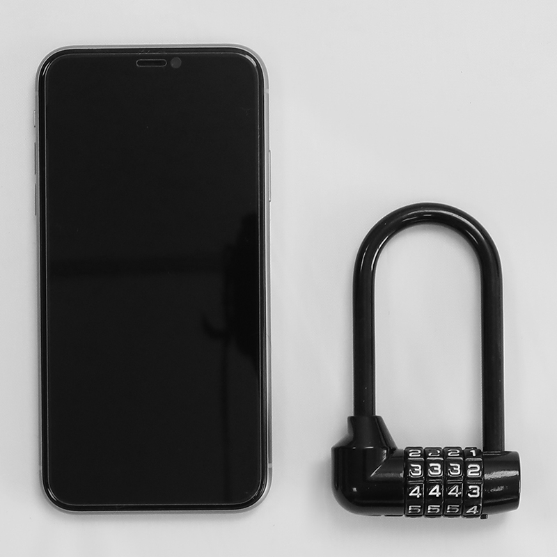 赛拓（SANTO）四码密码锁 加长密码锁 柜子锁头文件箱包U型长梁挂锁 0466  黑色  