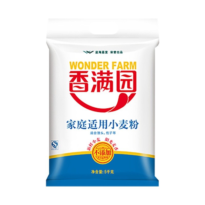 香满园家庭适用小麦粉5kg  本白色  