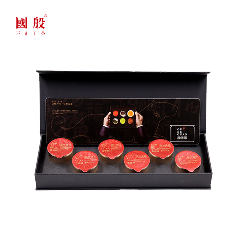 国殷 贵客罐|原叶金茯（6罐） （安化黑茶/30克/6罐） 曜石黑