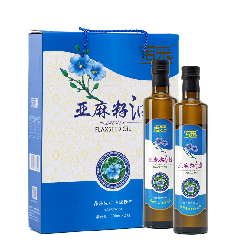 诺来 精选亚麻籽一级冷榨 亚麻籽油 500ml*2礼盒装 500ml*2礼盒装 混色（单位：盒）