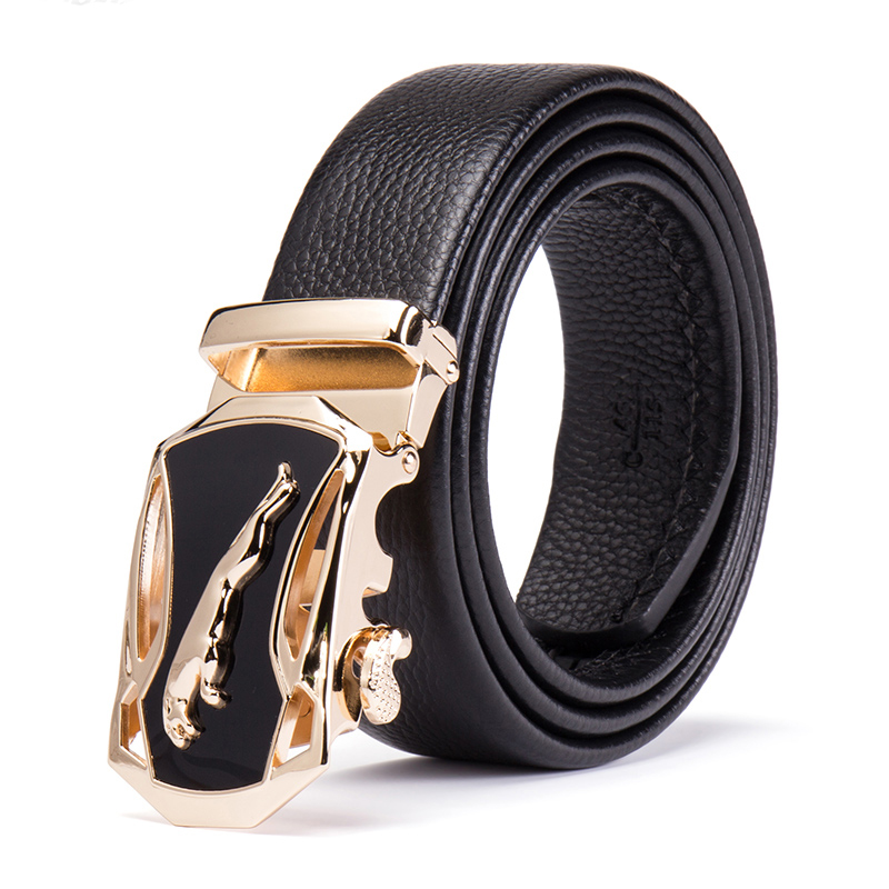 丹爵商务休闲头层牛皮男士皮带自动扣皮带礼盒装PD35  金头黑身110CM  