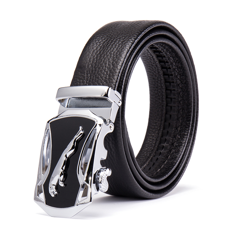 丹爵商务休闲头层牛皮男士皮带自动扣皮带礼盒装PD35  银头黑身105CM  