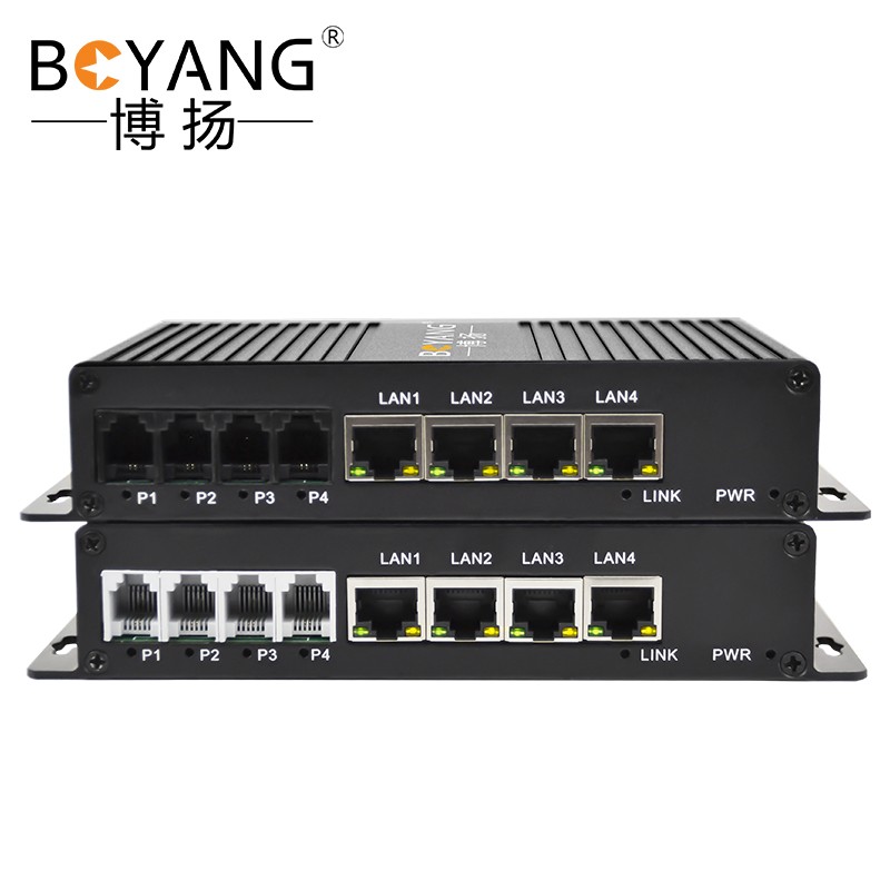 博扬 综合业务电话光端机 2路电话+2路百兆网物理隔离 40KM 1对价 BY-2P2EV-40KM  黑色  