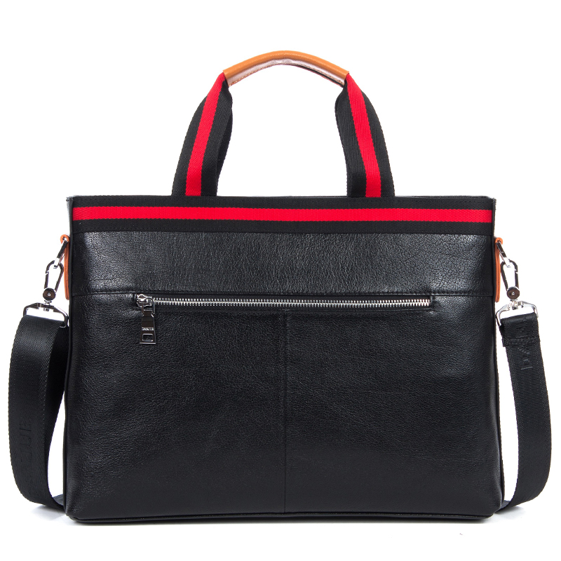 丹爵(DANJUE)商务公文男包手提包男士欧美时尚单肩斜挎包8807-1  黑色  