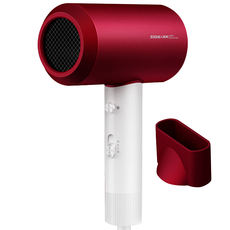 超人负离子吹风机家用学生宿舍小巧便携电吹风吹风筒1600W智能恒温大风量速干 RD1612 红色