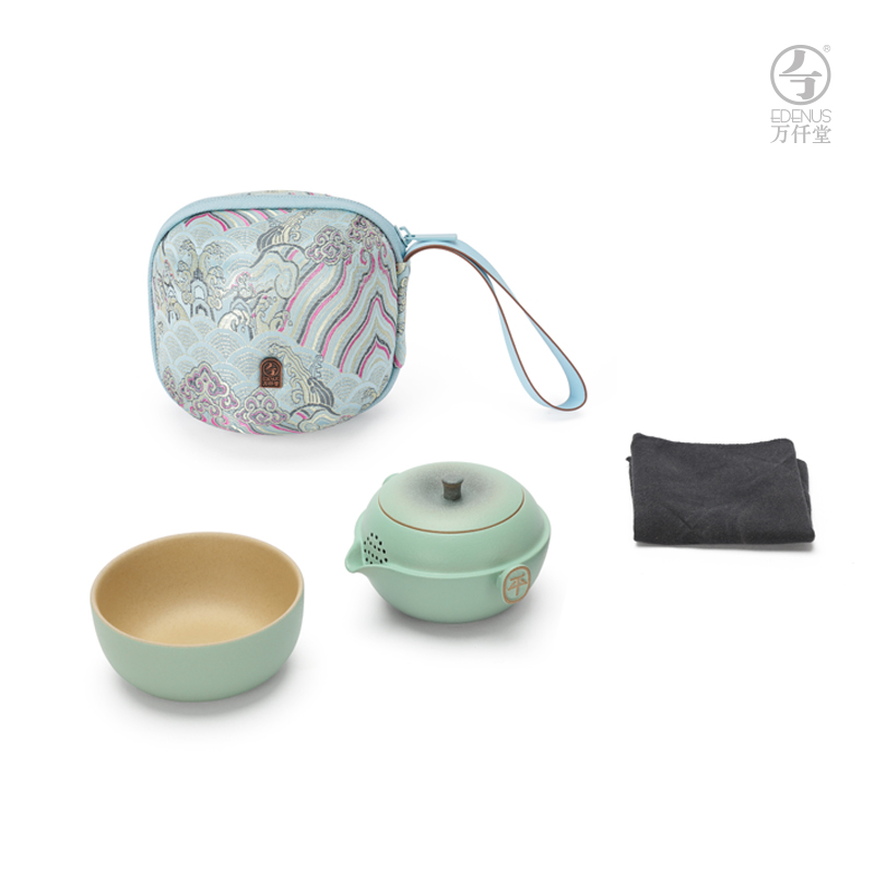 万仟堂（Edenus） 平安客 1壶1杯 功夫茶具套装  湖绿釉（单位：套）