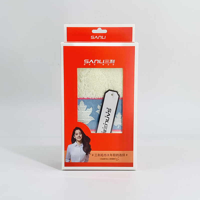 三利毛巾 纯棉枫叶面巾 100g 毛巾单条礼盒装  枫叶面巾 34*76cm 9174  随机  