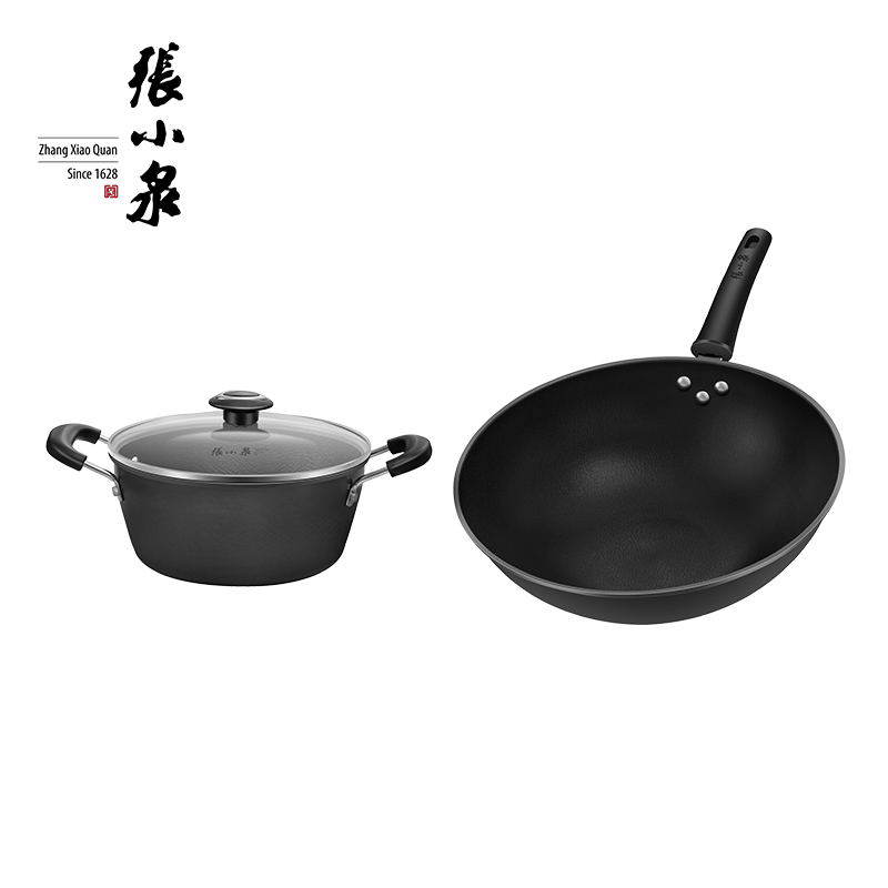 张小泉精铁雪波纹锅具二件套C35422000（单位：套） 黑色