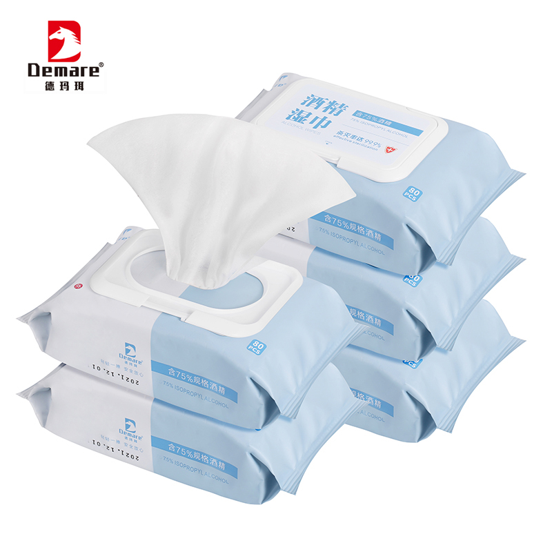 德玛珥DEMARE 酒精湿巾DEM-SJ661（80抽*5包）  婴儿蓝  