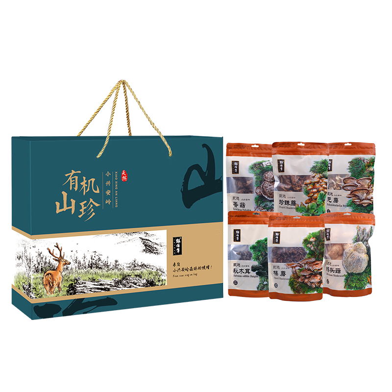 粮佰年山野珍品有机菌菇礼盒 蓝色