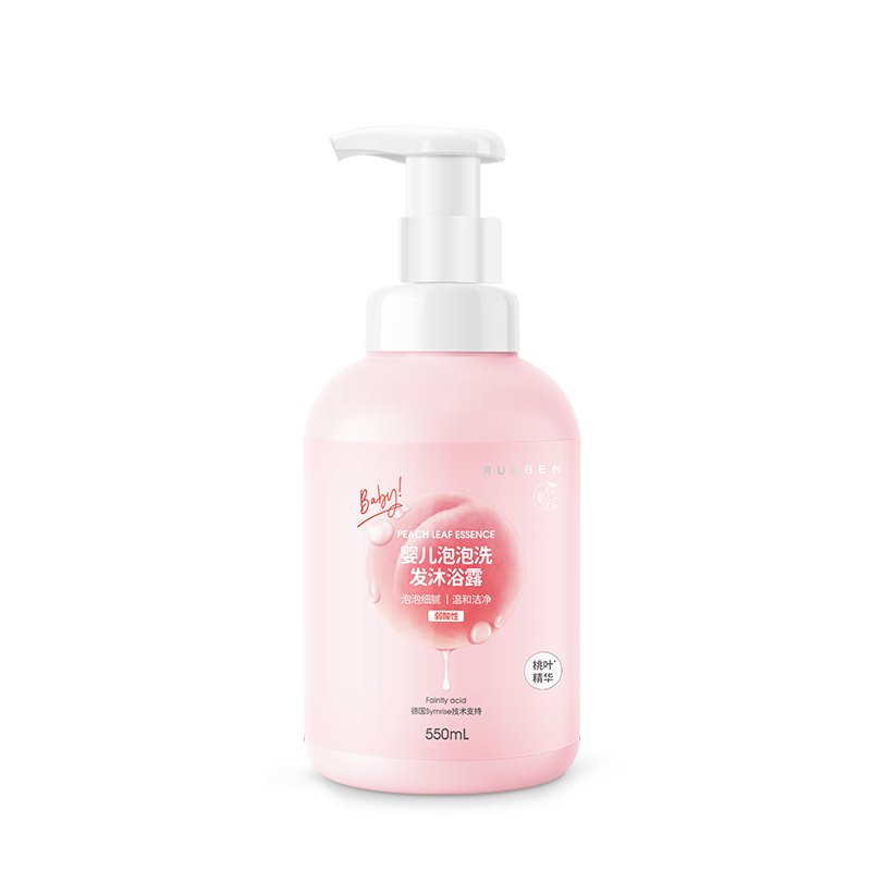 润本婴儿洗发沐浴泡泡（桃叶精华）550ml(单位:瓶) 粉色
