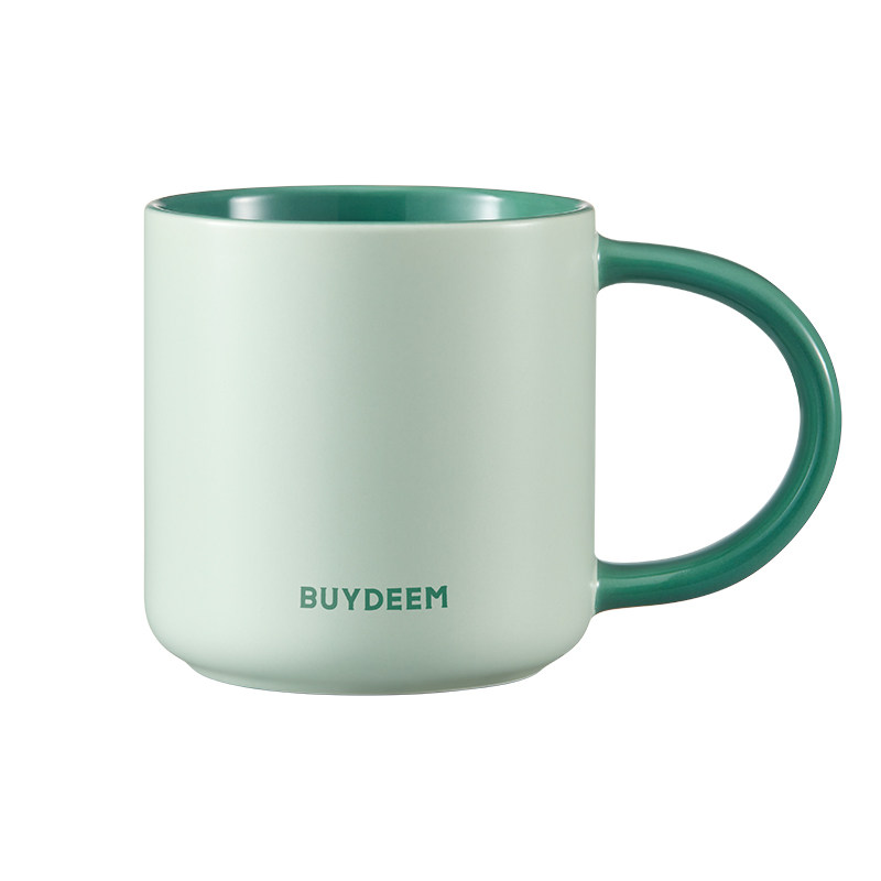 北鼎 (Buydeem) 马克杯350ml陶瓷水杯情侣杯便携咖啡杯糖果杯CD1018（不含杯垫）个 浅杉绿
