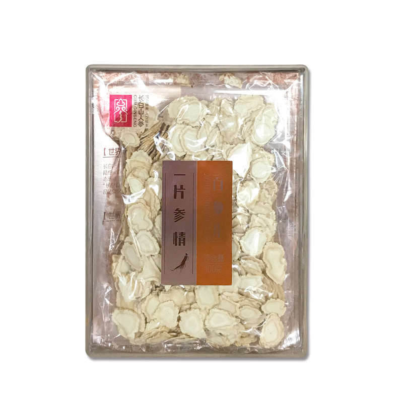 长白山人参  西洋参片（亚克力盒）&phi;1.4 100g/盒 本白色
