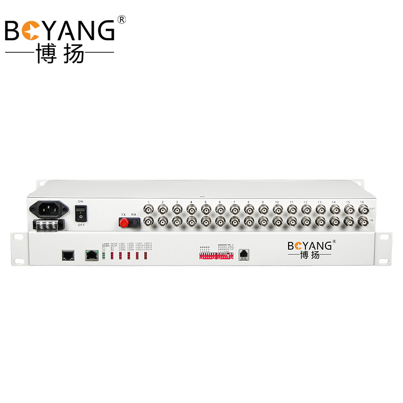 博扬（BOYANG）BY-P16E1 PDH光端机16路E1 16路2M光端机 光纤收发器 FC单纤20公里 机架式 双电源  白色  