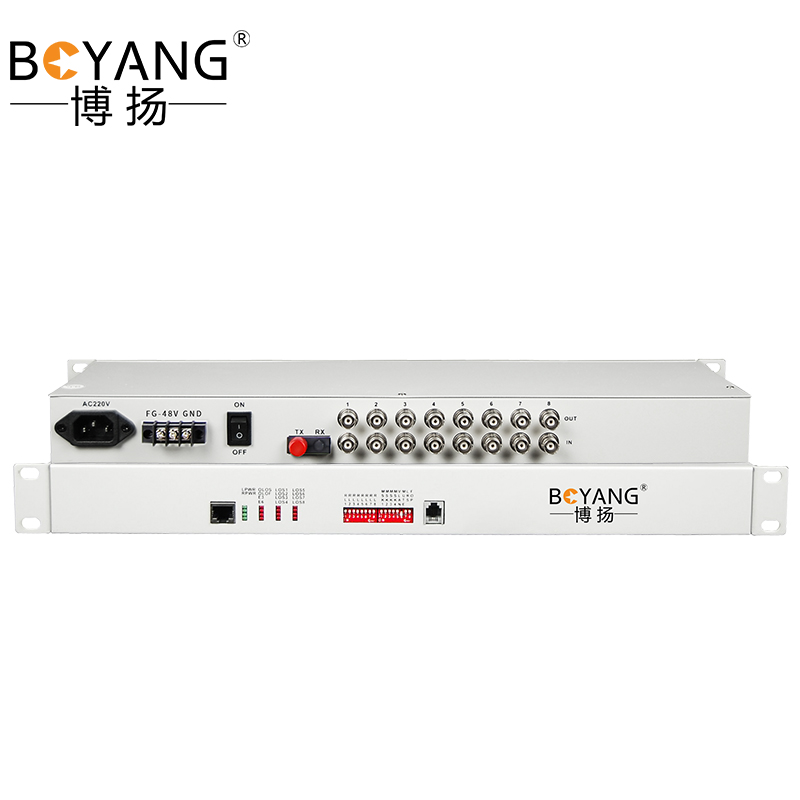 博扬（BOYANG）BY-P8E1 PDH光端机8路E1 8路2M光端机 光纤收发器 FC单纤20公里 机架式 双电源  白色  