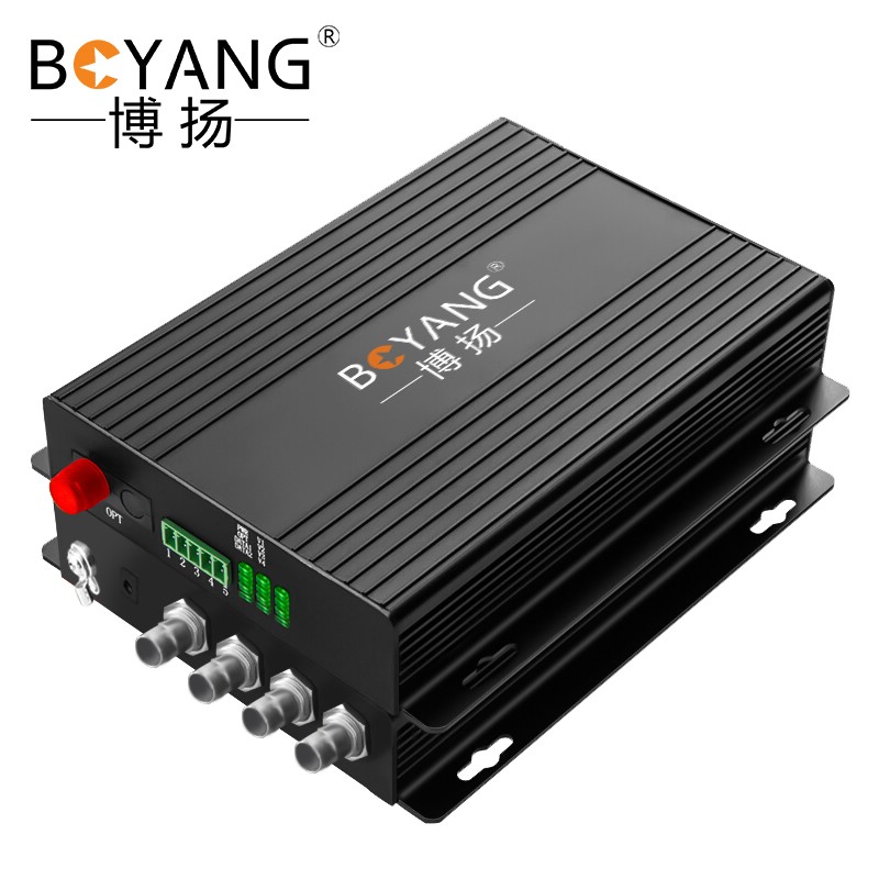 博扬（BOYANG）同轴高清数字视频光端机 4路视频+1路反向数据 兼容海康TVI FC接口 1对 BY-TVI4V1D-720P  黑色  