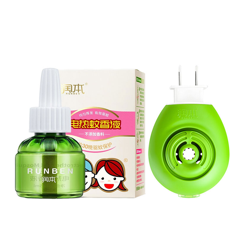 润本电热蚊香液（无香型）2件套 驱蚊液45ml+加热器x1  白色  