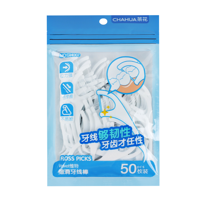 茶花细滑牙线棒100枚 G14008  混色  
