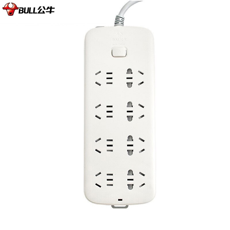 公牛（BULL）新国标插座/插线板/插排/排插/ GN-S1080 8位总控全长3米  单位：个 白色