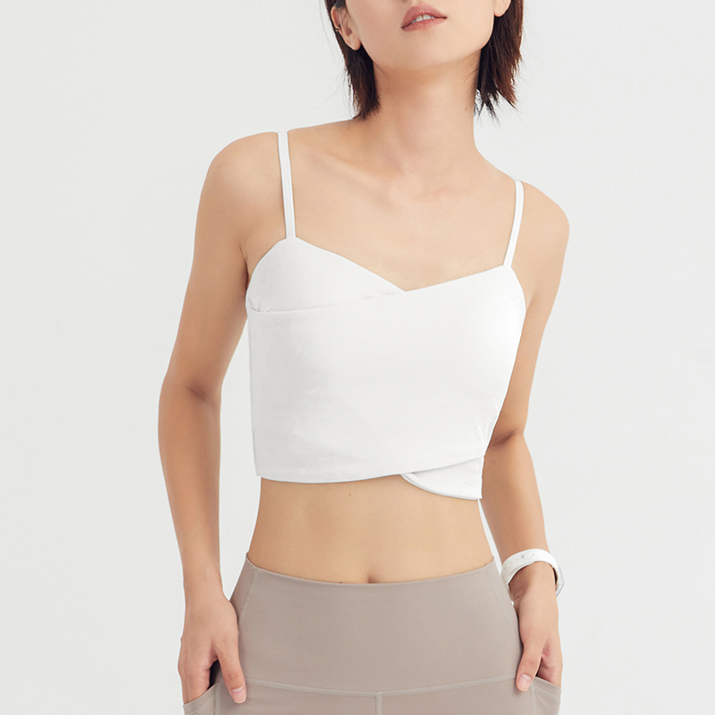 唯卡洛vincrox  运动健身吊带内衣女外穿防震跑步聚拢美背瑜伽文胸21114  白色  S