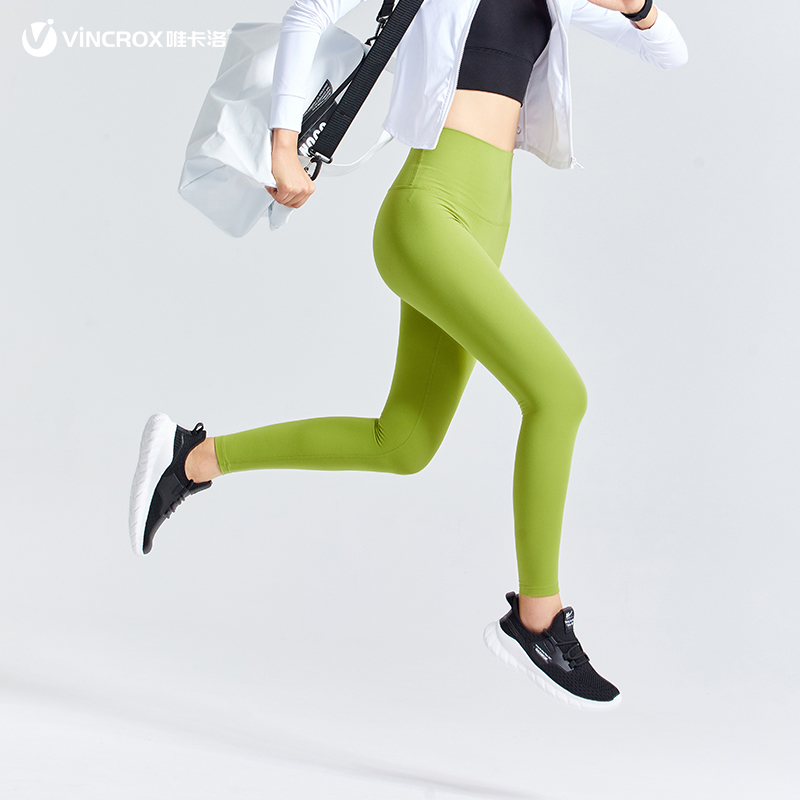 唯卡洛vincrox柔云裤 瑜伽运动健身 高腰提臀裸感九分裤 20905  苔绿  S