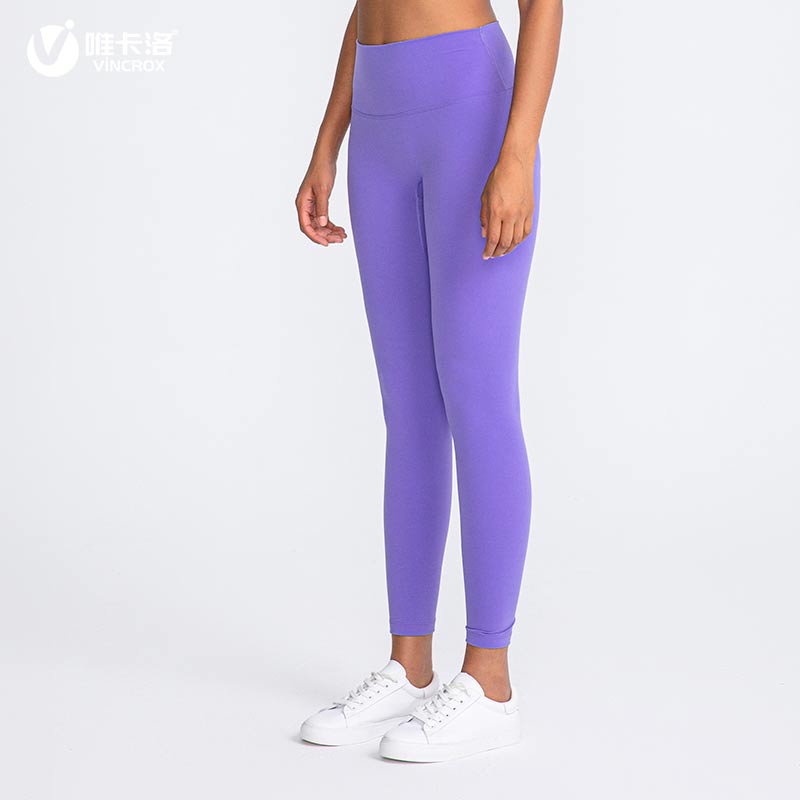 唯卡洛vincrox柔云裤 瑜伽运动健身 高腰提臀裸感九分裤 20905  薰衣草  L