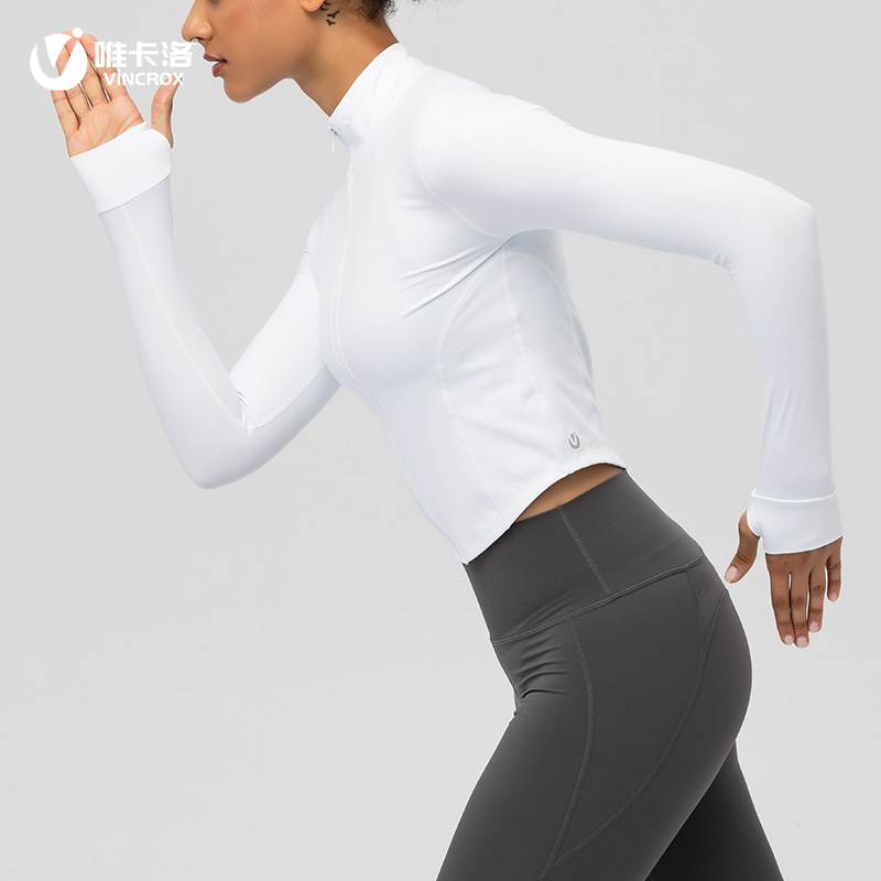 唯卡洛vincrox  Vspoc运动外套 瑜伽健身休闲 拉链立领修身外套 20909  单位：件 白色 XL
