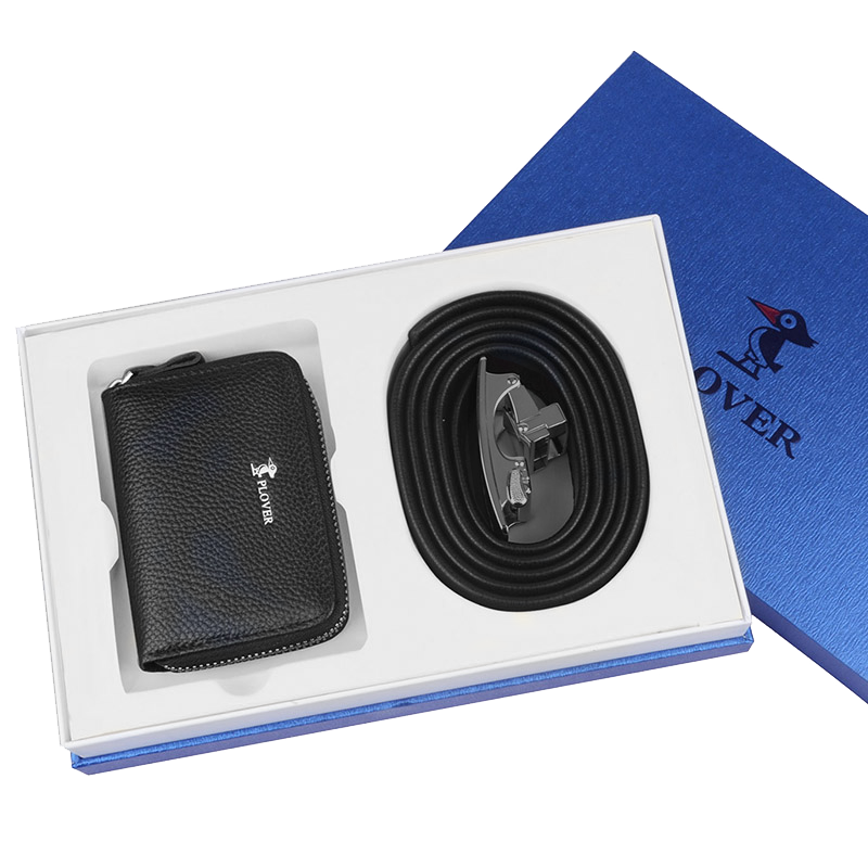 PLOVER香港啄木鸟卡包皮带套装 GD820008-2A "  黑色  