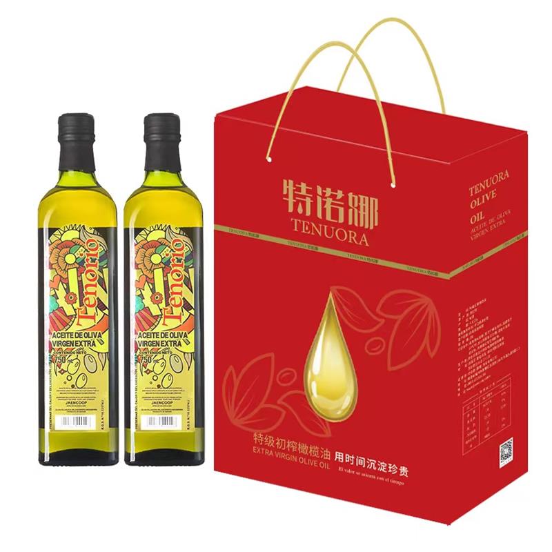 特诺娜西班牙原装进口特级初榨橄榄油1L*2礼盒装 盒 红色