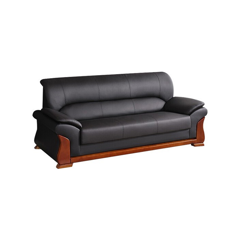 企诺 简约现代商务办公三人沙发大扶手黑色西皮SF-11  黑色  