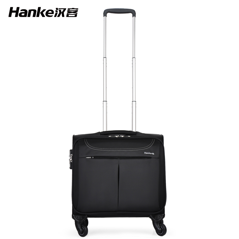 汉客牛津布拉杆箱男小型帆布登机行李箱18寸801602-18  黑色  