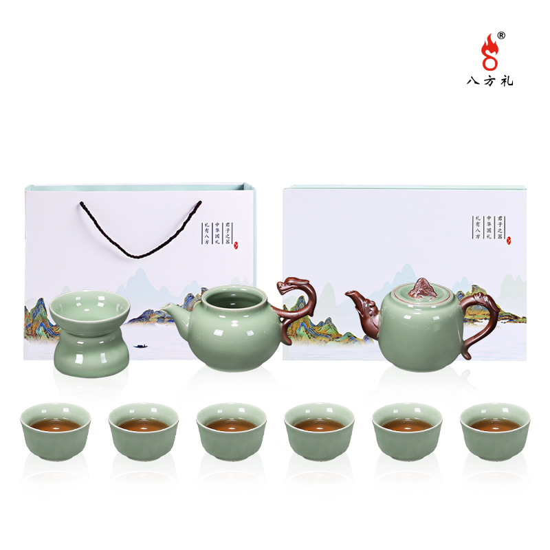 八方礼 龙行天下10入茶具 绿色