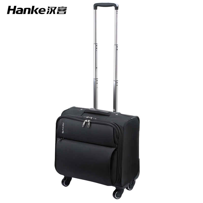 汉客牛津布拉杆箱帆布行李箱登机箱万向轮18寸8039-18寸升级版  黑色  