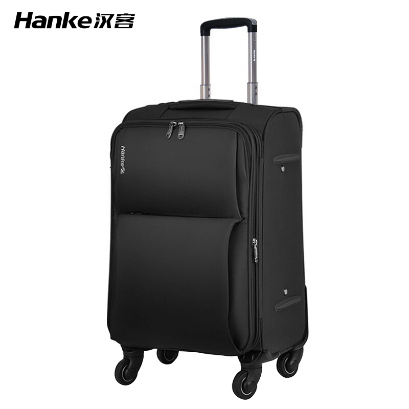汉客牛津布拉杆箱女帆布行李箱万向轮24寸8039-24寸-升级版  黑色  
