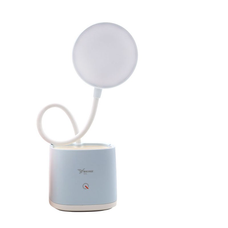 雅格台灯书桌LED锂电池 USB充电直插台灯大中小学生宿舍床头学习笔筒灯 T110(补光镜+笔筒款)颜色随机  茱萸粉  