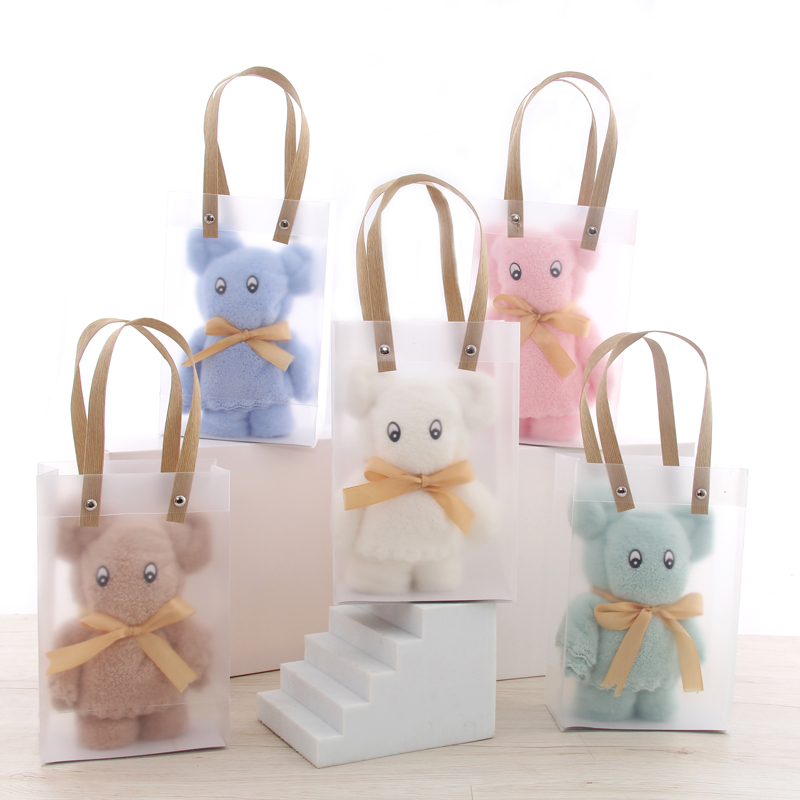 UOMI 优享-11 35*75cm 73g 精梳绒创意小熊1毛巾袋装/套 粉色、绿色、蓝色、白色、咖色