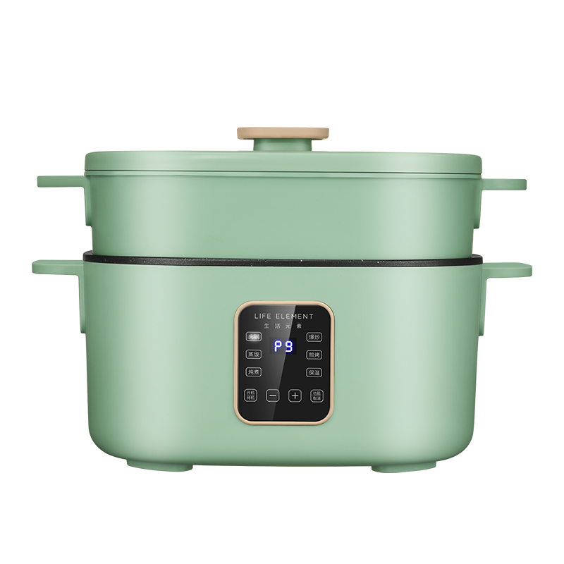 生活元素（LIFE ELEMENT） 电煮锅多功能锅电蒸锅电火锅料理煎炒蒸煮家用宿舍小锅 智能电煮锅J16(灰色)/J18(绿色)  3L（单位：台） 绿色