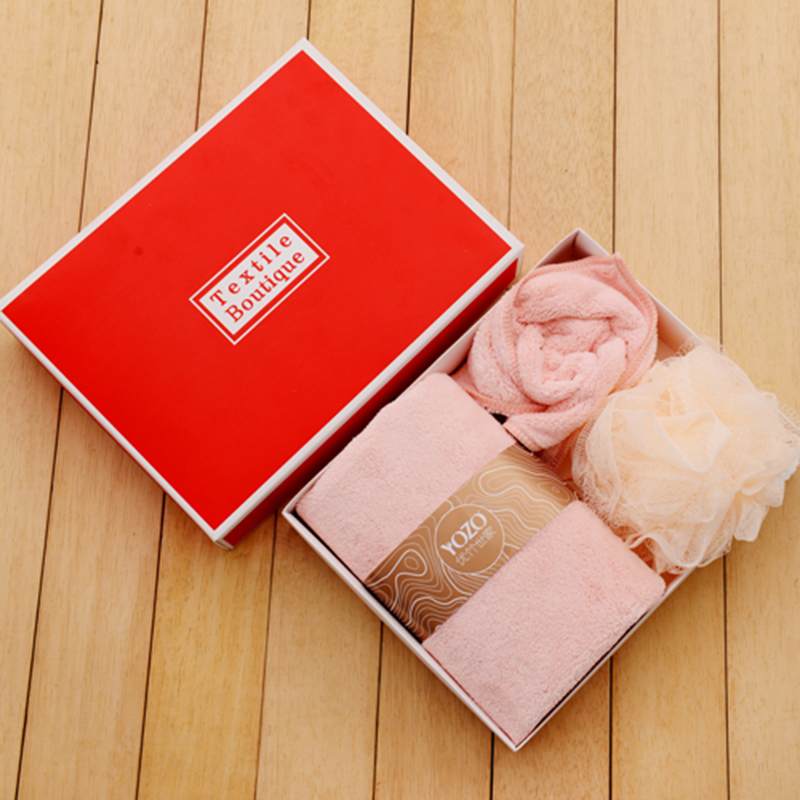 优竹世家 莫兰迪-B 微米纱1毛巾（30*60cm 60g）1方巾（30*30cm 30g）1浴球组合套装 套 白色、粉色