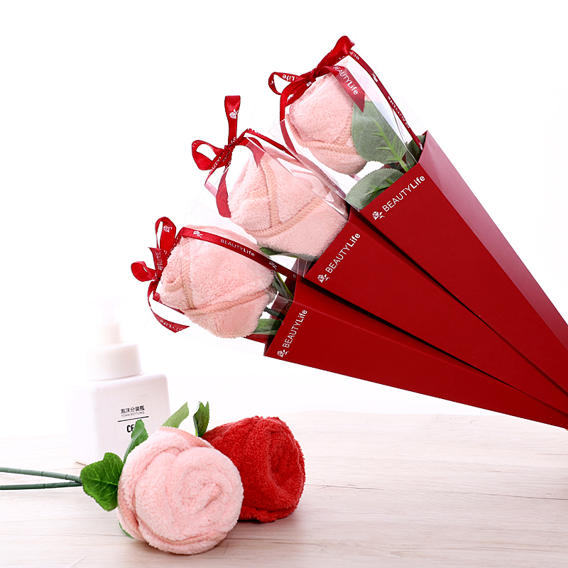 UOMI 爱の玫瑰 30*30cm 30g 微米纱创意玫瑰方巾 套 粉色、红色