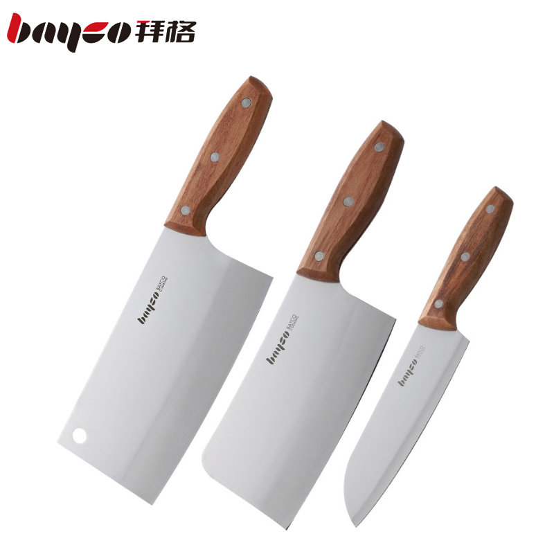 拜格 木柄系列刀具套装3件套【BD3453】（单位：套） 不锈钢色