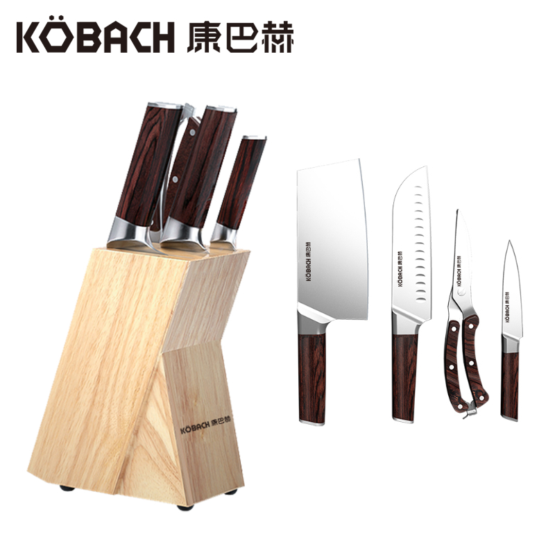 康巴赫（KBH） 高硬度彩木刀具五件套 KDT5A【14050060】  不锈钢色  