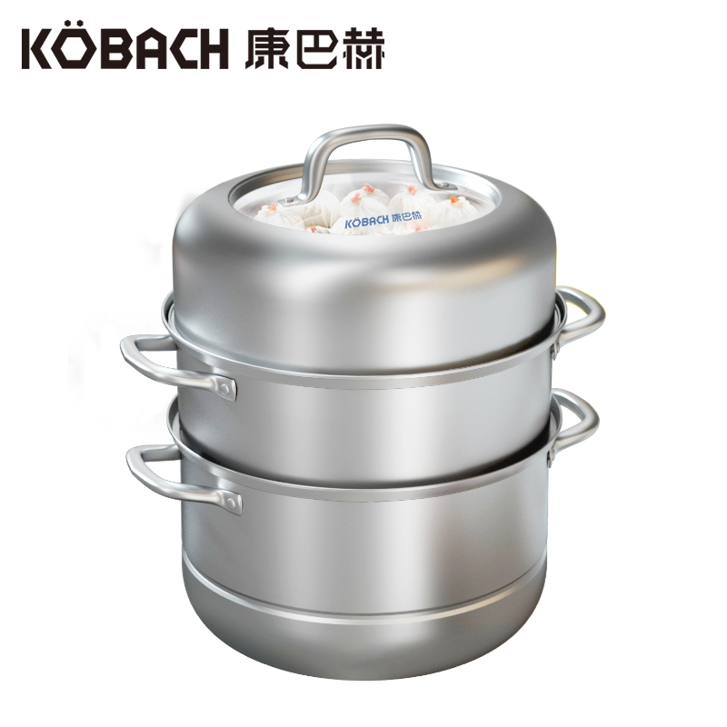 康巴赫（KBH）304不锈钢多功能家用三层蒸锅 32cm KBH32TB1【14050318】（单位：个） 不锈钢色