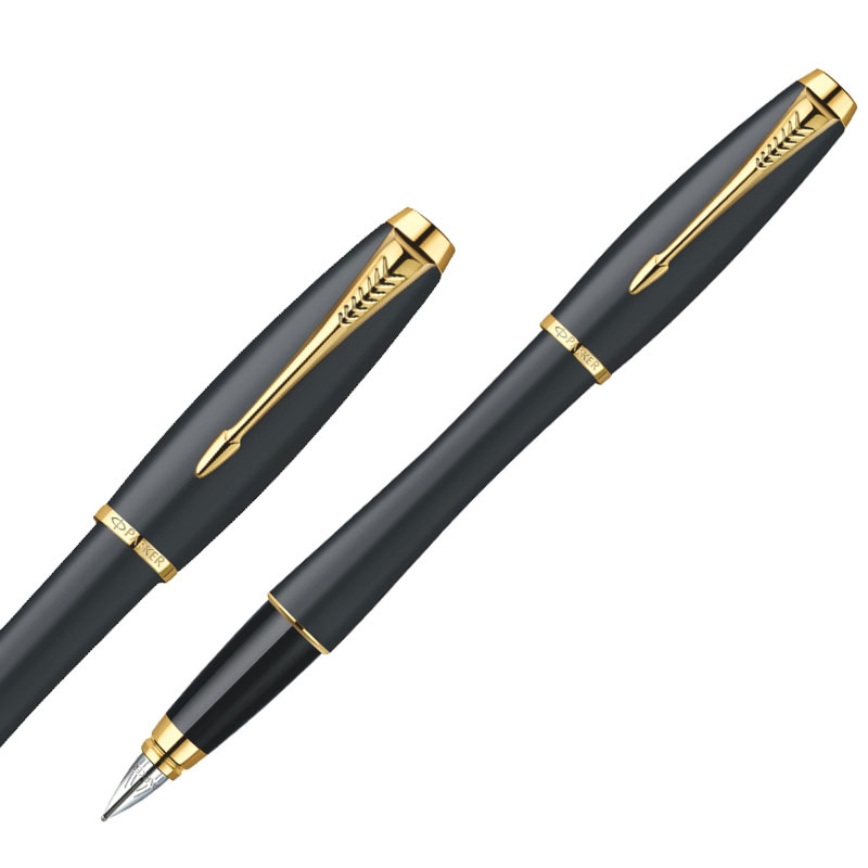 派克 都市磨砂黑杆金夹墨水笔  黑色  