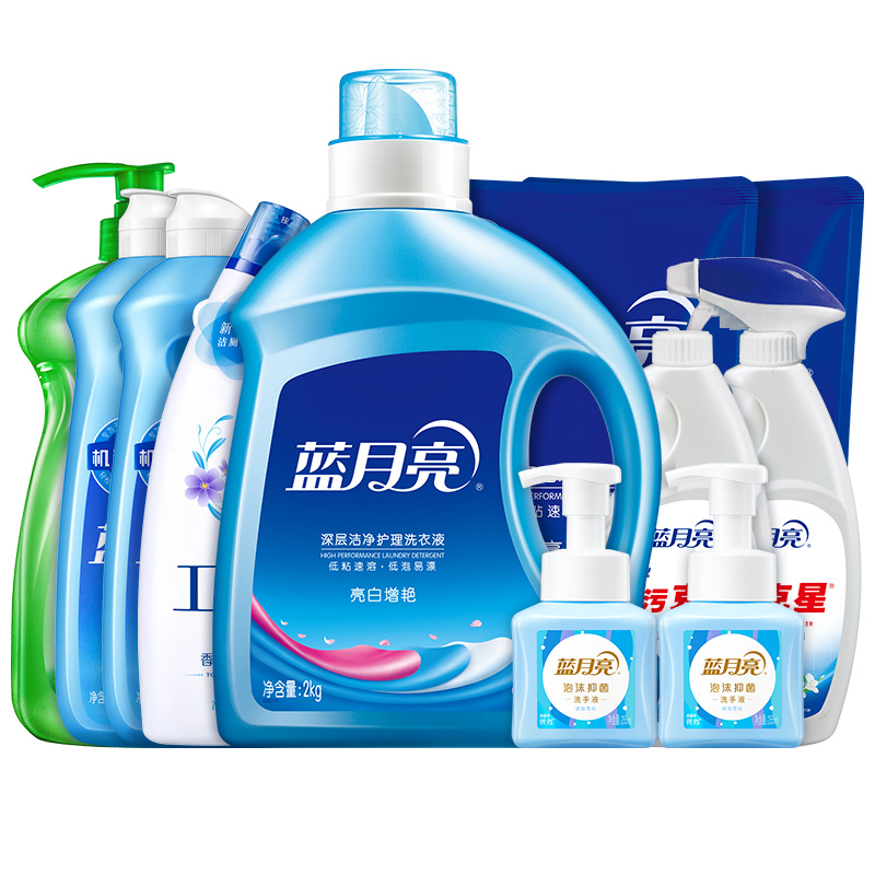 蓝月亮 油污洗衣洁厕洗手家庭清洁组合 80003339 8.01kg套装 蓝色（单位：套）