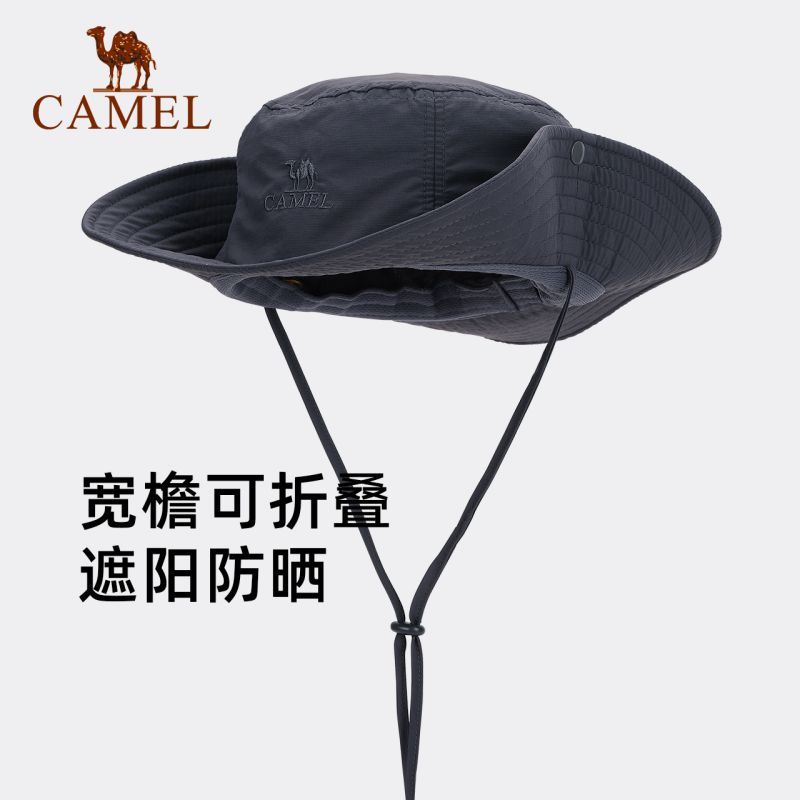 骆驼CAMEL户外防晒渔夫帽男夏速干遮阳登山沙滩太阳钓鱼牛仔帽防紫外线 渔夫帽A0W3M2115 深灰