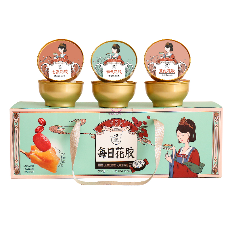 蔡府即食花胶深海鱼胶鲜炖孕妇代餐藜麦五红七黑红枣牛奶250gx6碗  每日花胶混合口味250g*6碗装  