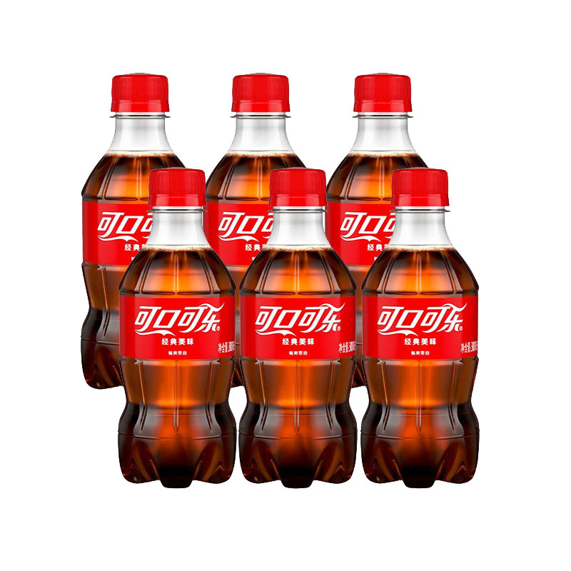 可口可乐 Coca-Cola 汽水 碳酸饮料 300ml6瓶/组 红色