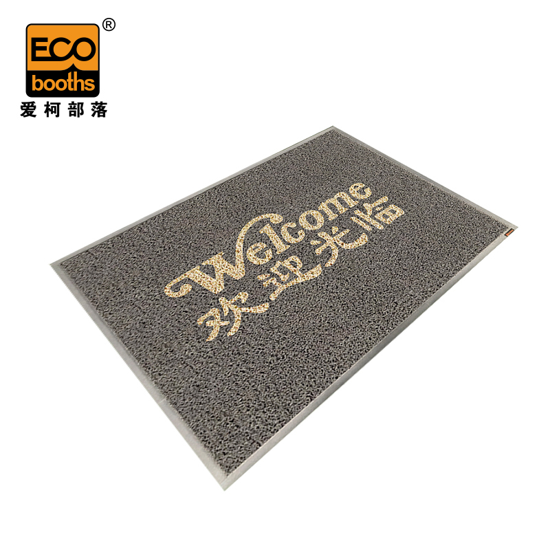 爱柯部落 PVC丝圈地垫 欢迎光临迎宾地毯0.8&times;1.2m脚垫除尘刮沙防滑地垫灰色定制110200  灰色  