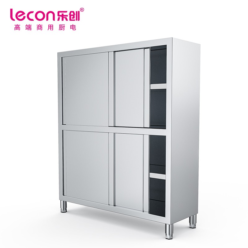 乐创(lecon)商用四门碗柜 不锈钢食品橱保洁柜储物柜 LC-J-STL04  不锈钢色  